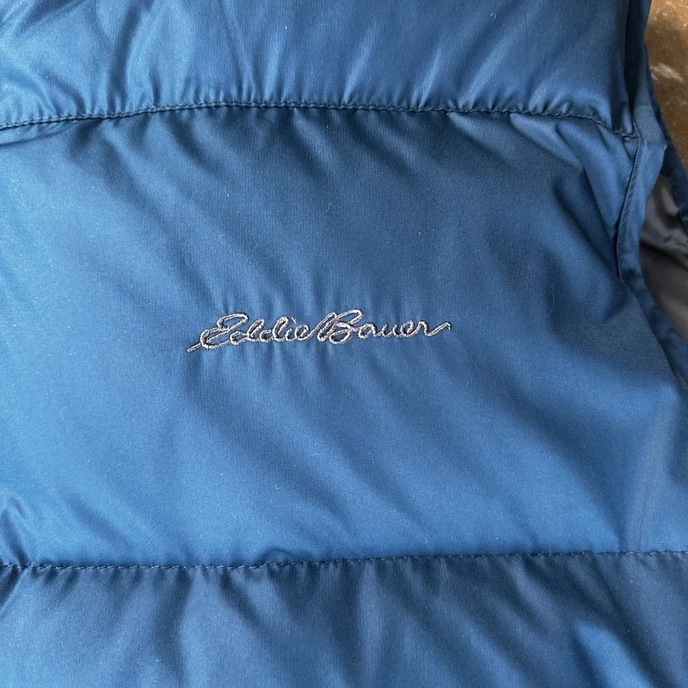Eddie Bauer EB650 Down Puffer Vest Mens XL Blue Fullzip Outdoor Hiking